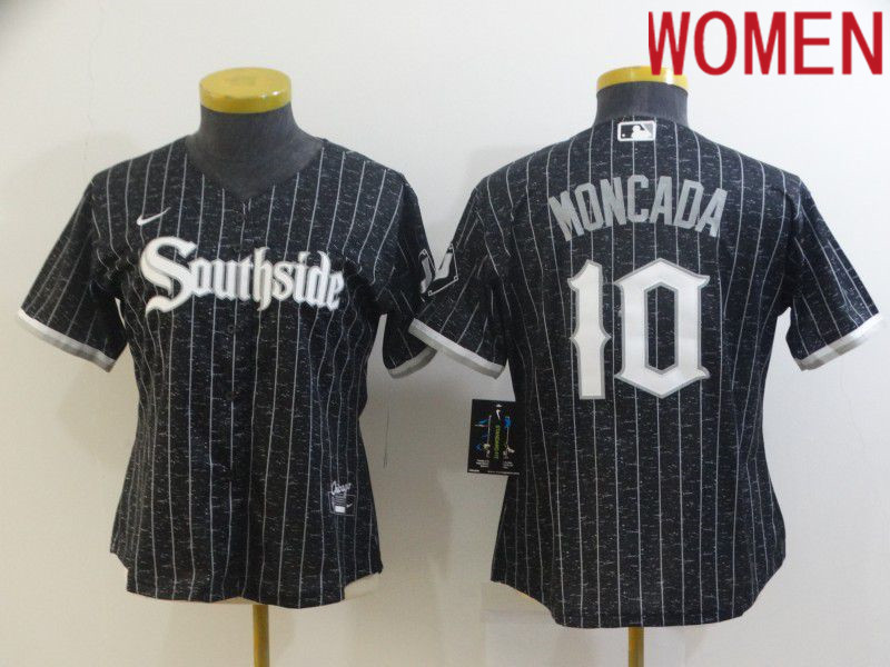 Women Chicago White Sox #10 Moncada City Edition Black Game Nike 2021 MLB Jersey->new york giants->NFL Jersey